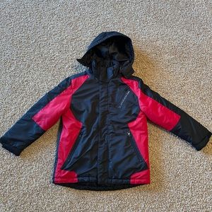 Boys HFX Coat with detachable hood; Red/Black; Size 8